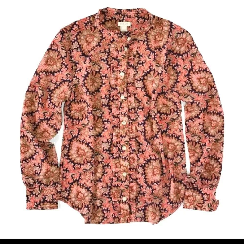NWT J CREW Paisley Ruffle Shirt